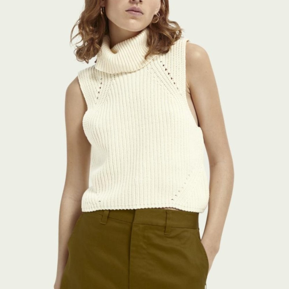 Scotch & Soda Sleeveless Knit Turtleneck Sweater